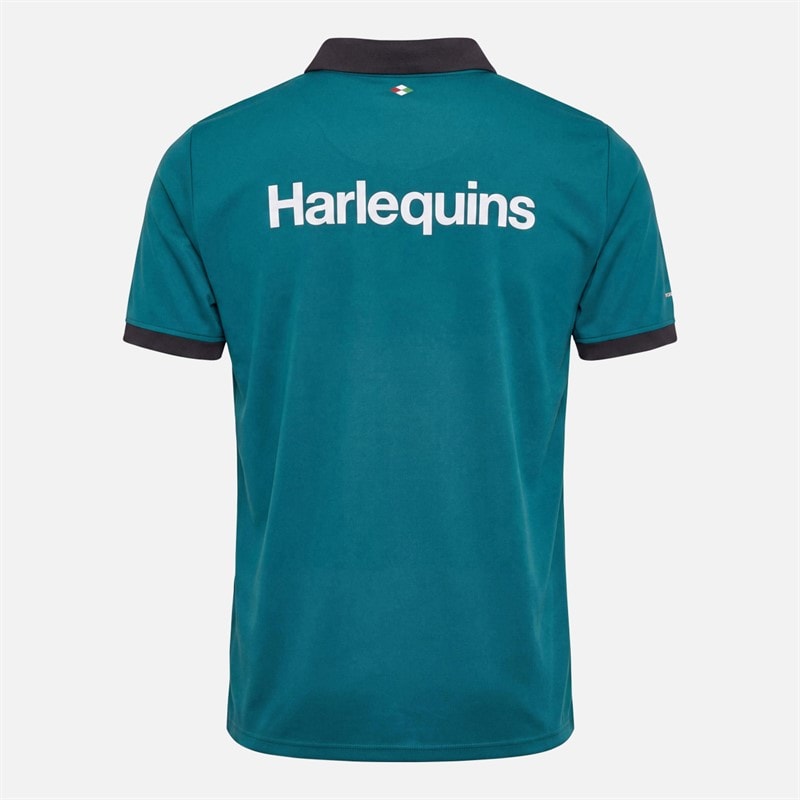 Castore Mens HFC Harlequins Rugby Travel Polo Shirt Chesapeake Bay/Caviar - Image 2