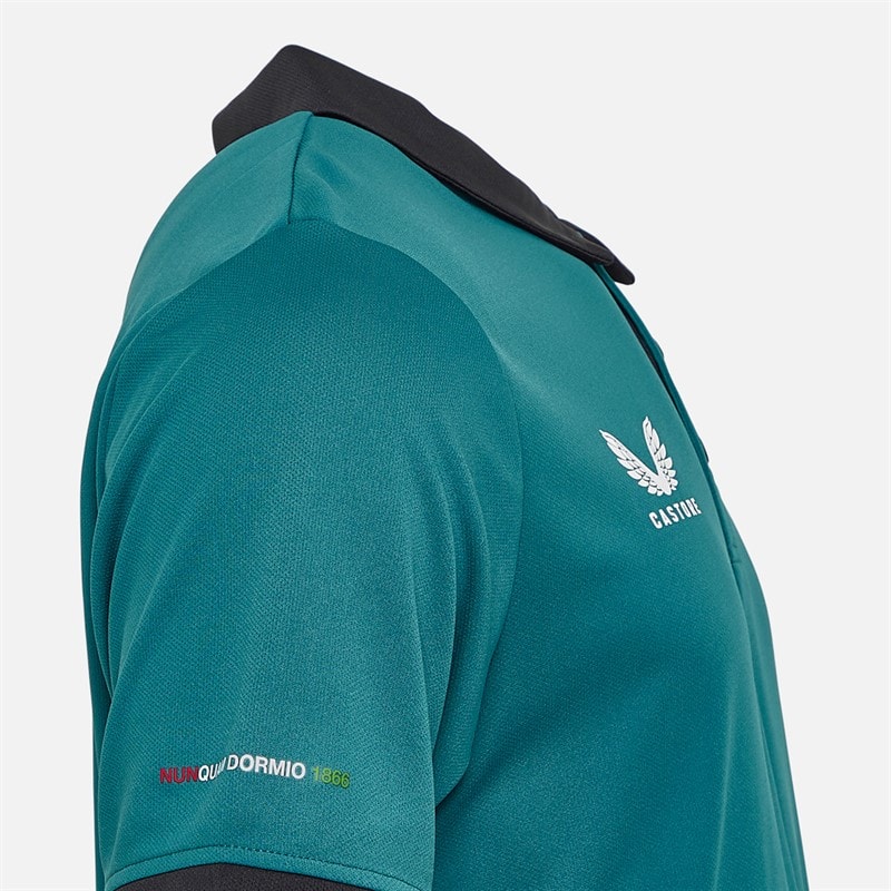 Castore Mens HFC Harlequins Rugby Travel Polo Shirt Chesapeake Bay/Caviar - Image 3