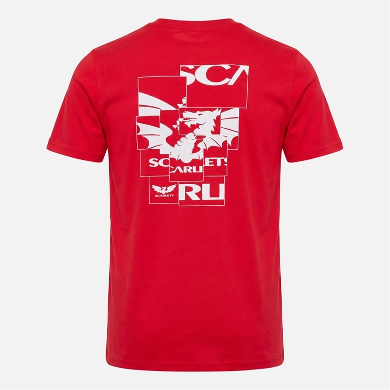 Castore Mens SCA Scarlets Rugby T-Shirt Chinese Red - Image 2