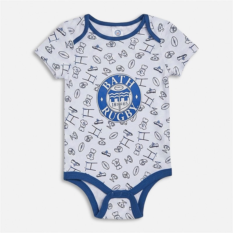Castore Infant BRFC Bath Rugby Baby Vest And Bib Set White/Black - Image 2