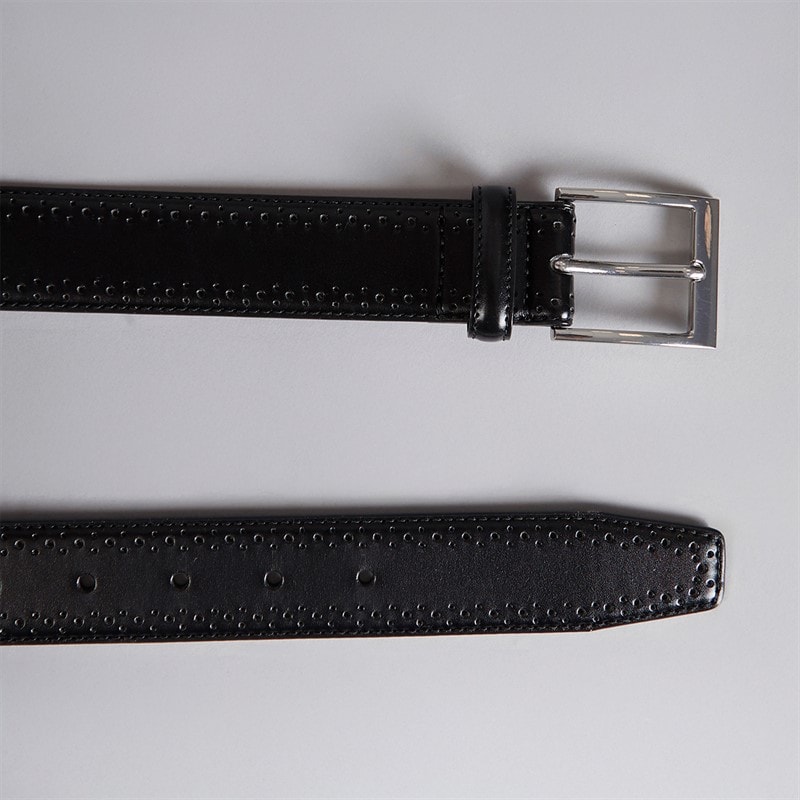 William Hunt Mens Brogue Belt Black - Image 2