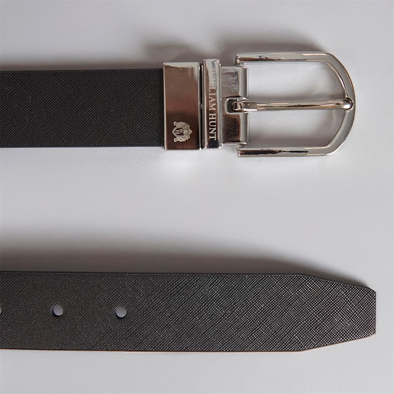 William Hunt Mens Saffiano Reversible Belt Black/Black - Image 2