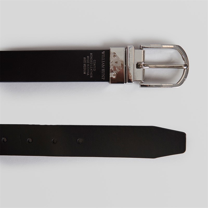 William Hunt Mens Saffiano Reversible Belt Black/Black - Image 3