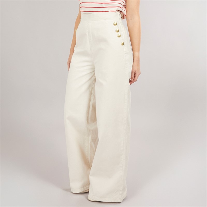 Foxdale Womens Tooting Button Trousers Ecru - Image 1