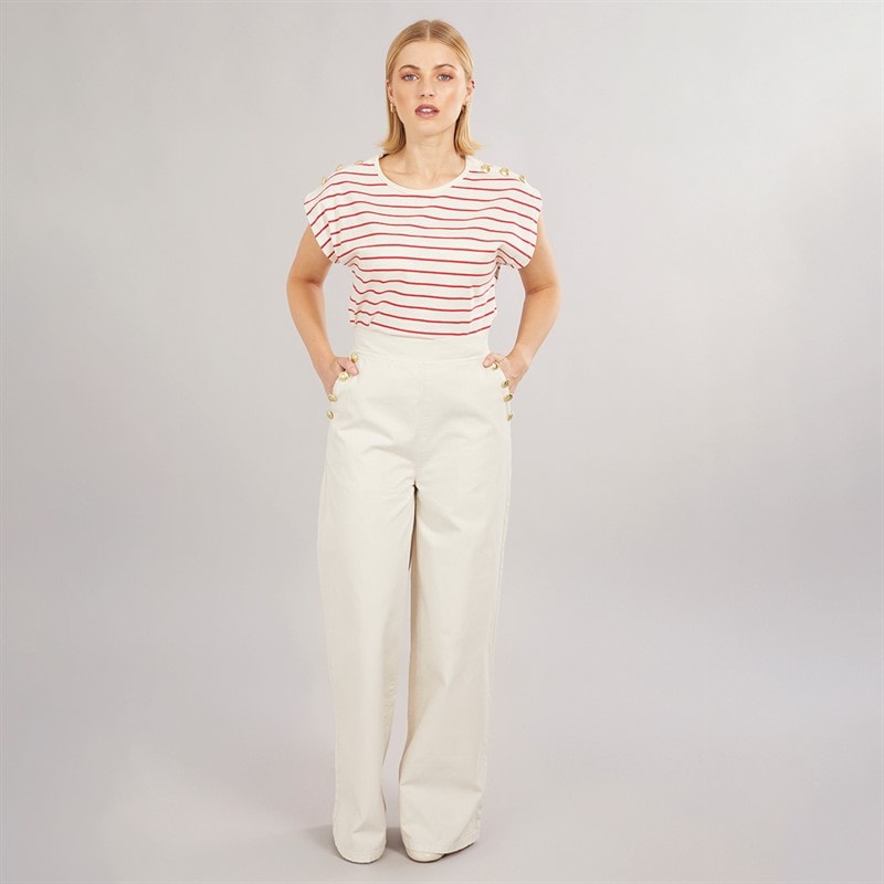 Foxdale Womens Tooting Button Trousers Ecru - Image 4