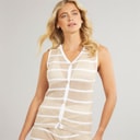 Foxdale Womens Peakham Stripe Knitted Vest Camel/White