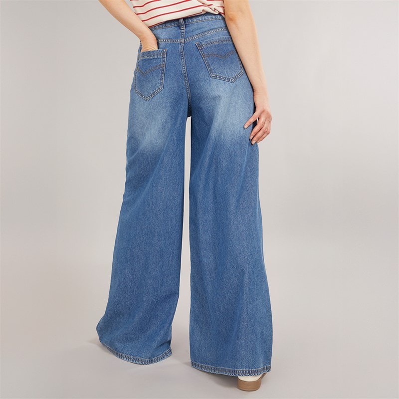 Foxdale Womens Greenwich Wide Leg Jeans Indigo Wash - Image 2