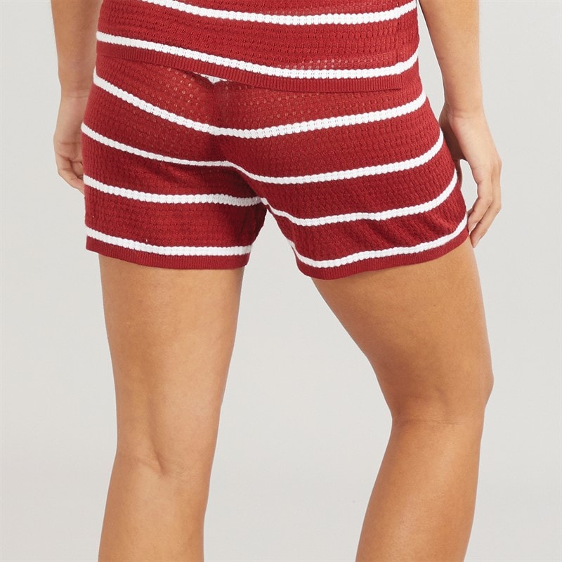 Foxdale Womens Soho Knitted Crochet Shorts Merlot/White - Image 2