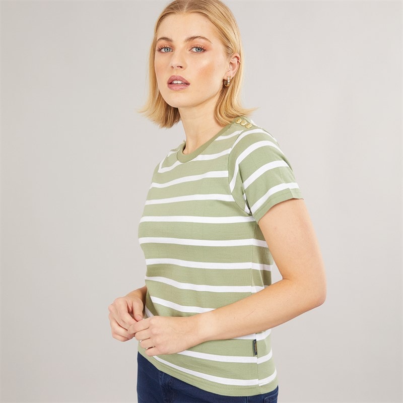 Foxdale Womens Beverly Stripe T-Shirt Sage/White - Image 3
