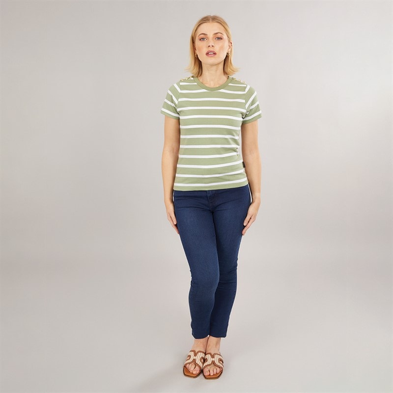 Foxdale Womens Beverly Stripe T-Shirt Sage/White - Image 4