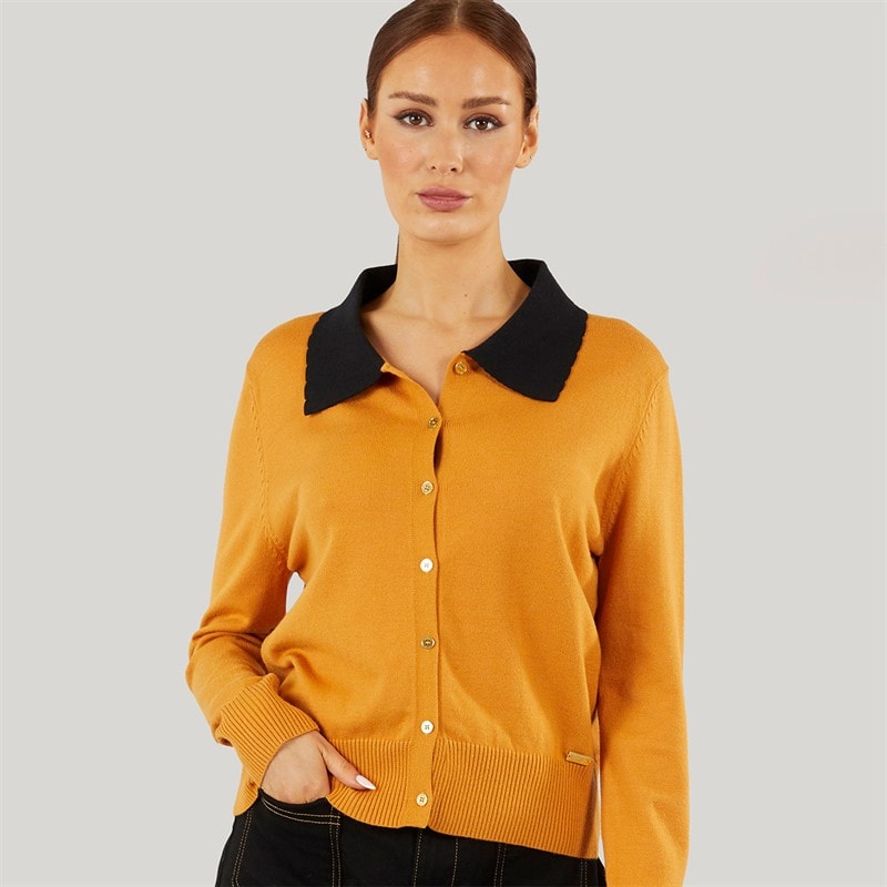 Foxdale Womens Wetherby Cardigan Mustard Yellow/Black - Image 1