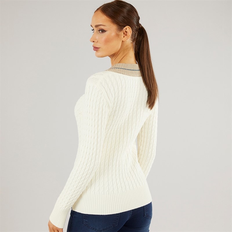 Foxdale Womens Hereford V-Neck Jumper Cream - Image 2
