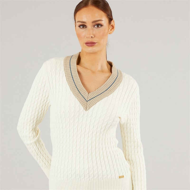 Foxdale Womens Hereford V-Neck Jumper Cream - Image 3