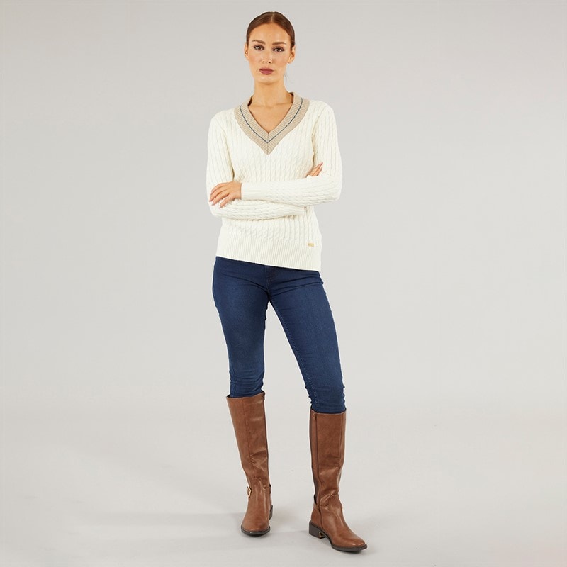 Foxdale Womens Hereford V-Neck Jumper Cream - Image 4