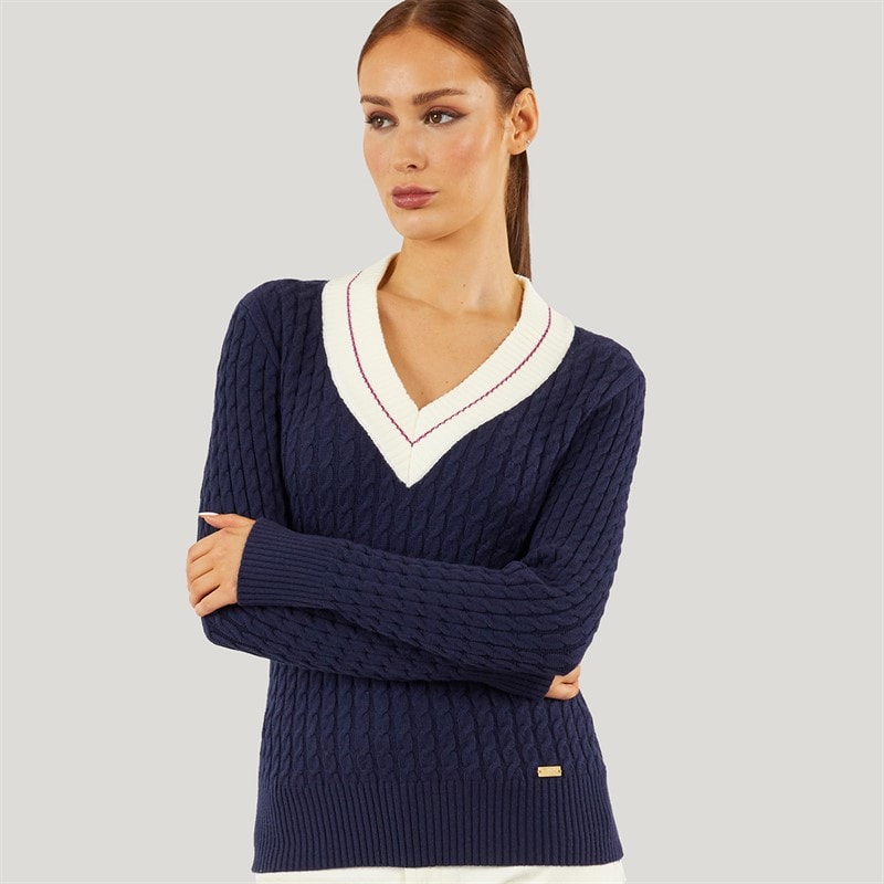 Foxdale Womens Hereford V-Neck Jumper Navy - Image 1