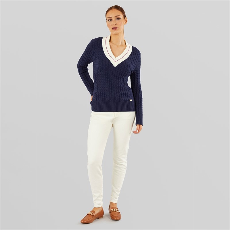 Foxdale Womens Hereford V-Neck Jumper Navy - Image 3