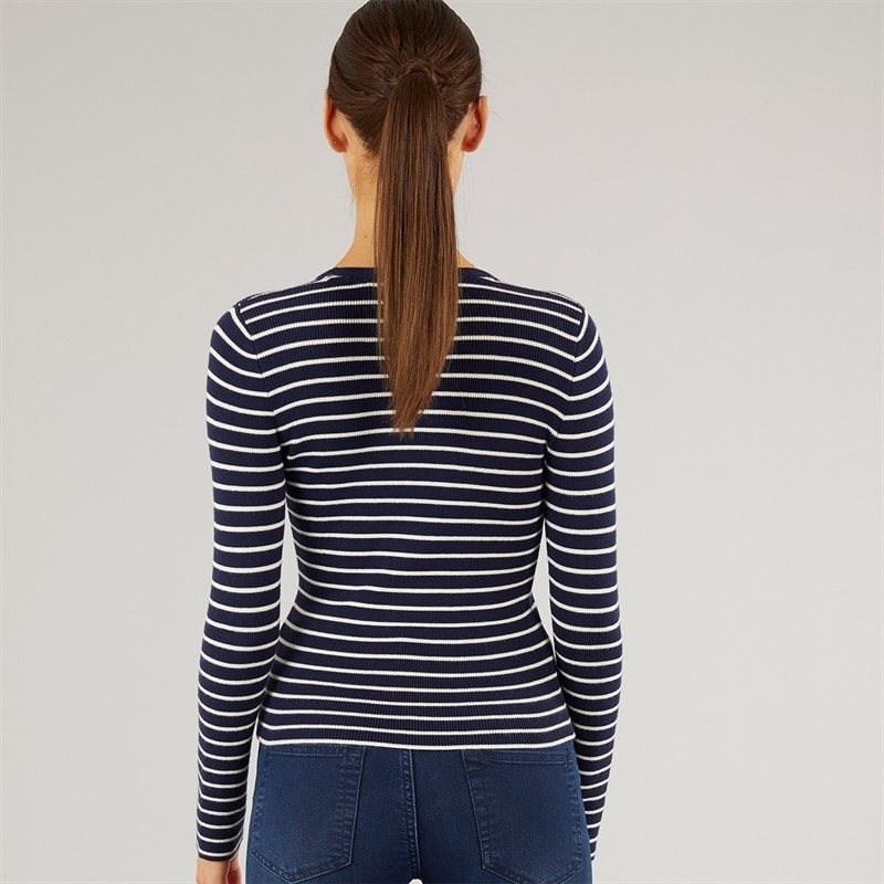 Foxdale Womens Jockey Stripe Top Navy/White - Image 2