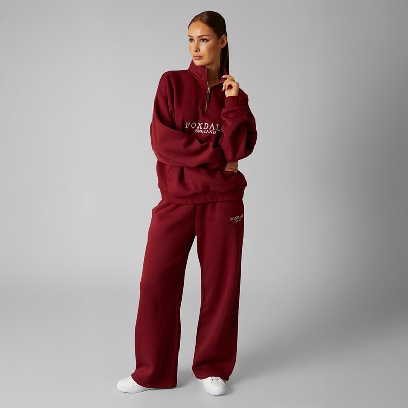 Foxdale Womens Pontefract Wide Leg Joggers Burgundy - Image 3