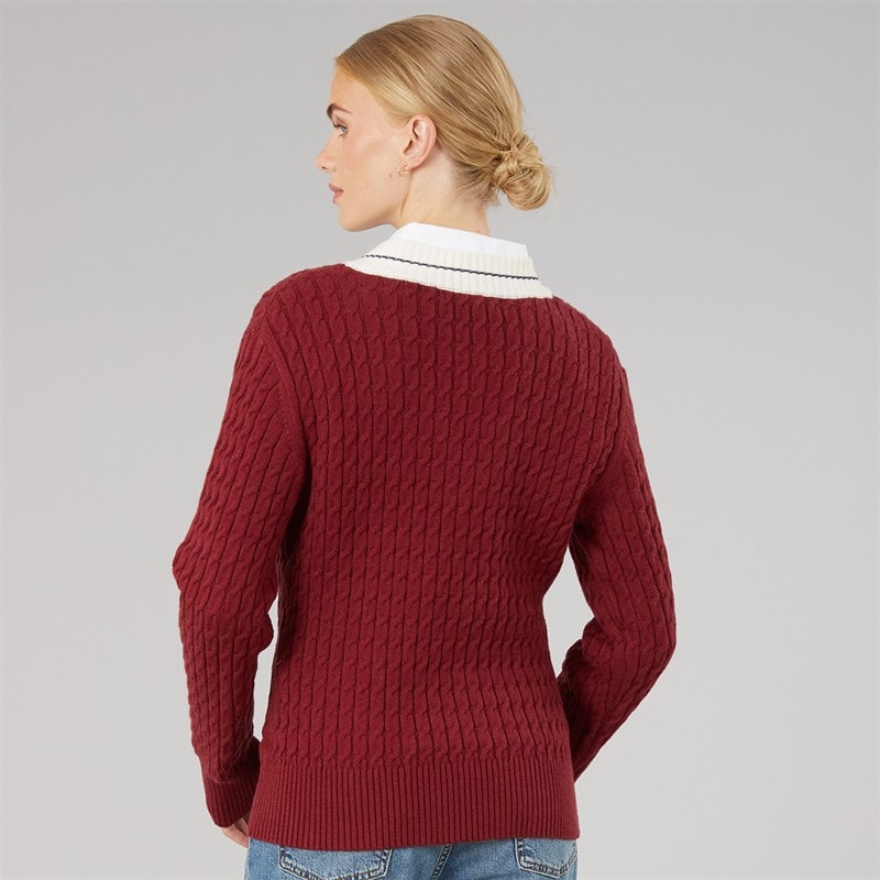 Foxdale Womens Hereford V-Neck Jumper Burgundy - Image 2