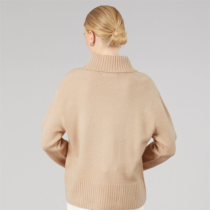 Foxdale Womens Alderhurst Roll Neck Jumper Light Taupe - Image 2