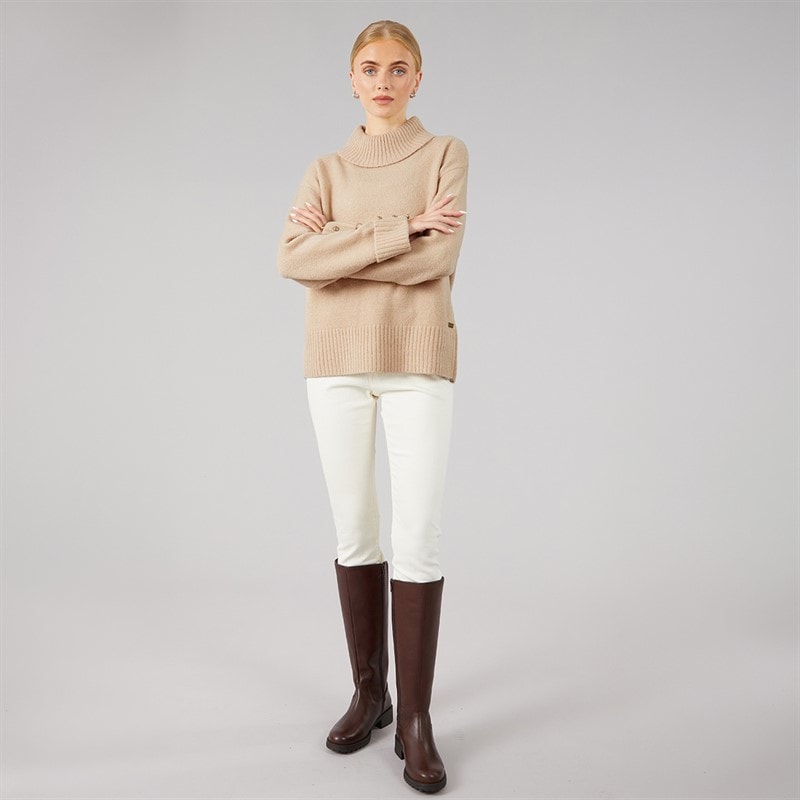 Foxdale Womens Alderhurst Roll Neck Jumper Light Taupe - Image 4