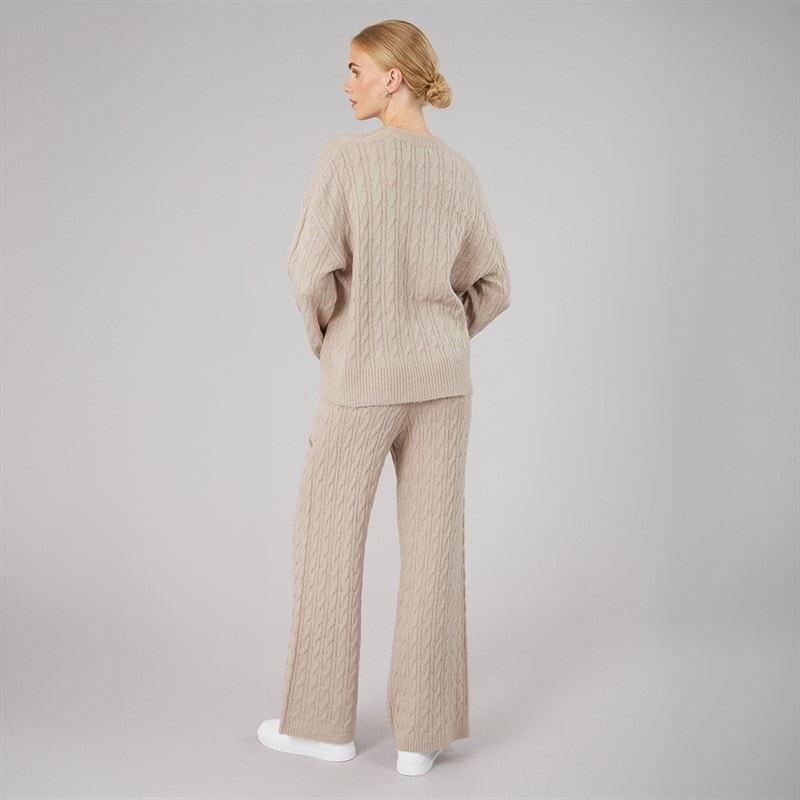 Foxdale Womens Millgate Cable Knit Jumper and Joggers Set Stone - Image 3
