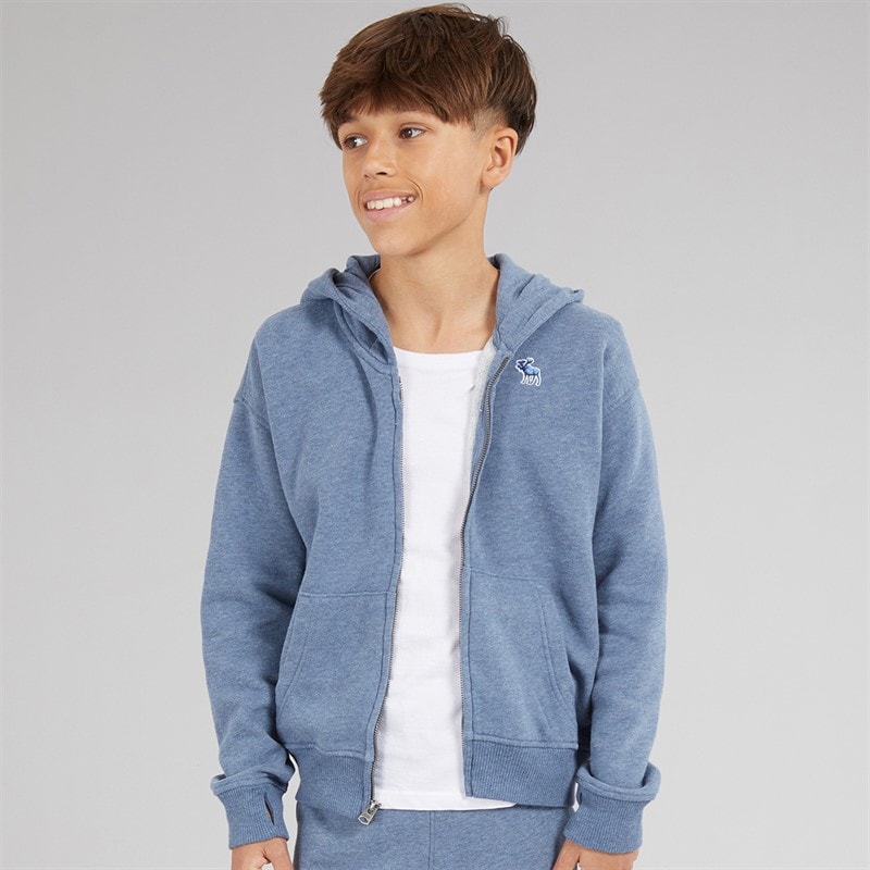 Abercrombie & Fitch Boys Essentials Full Zip Hoodie Vintage Indigo Heather Anf Vintage Indigo Heather - Image 3