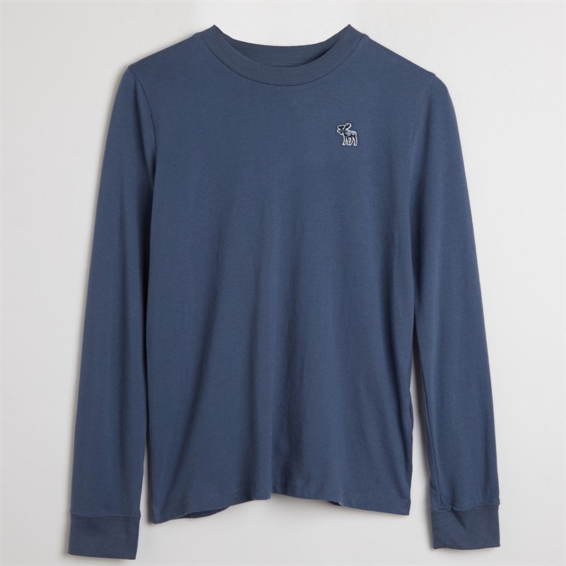 Abercrombie & Fitch Boys Three Pack Long Sleeve T-Shirts Vintage Indigo - Image 4