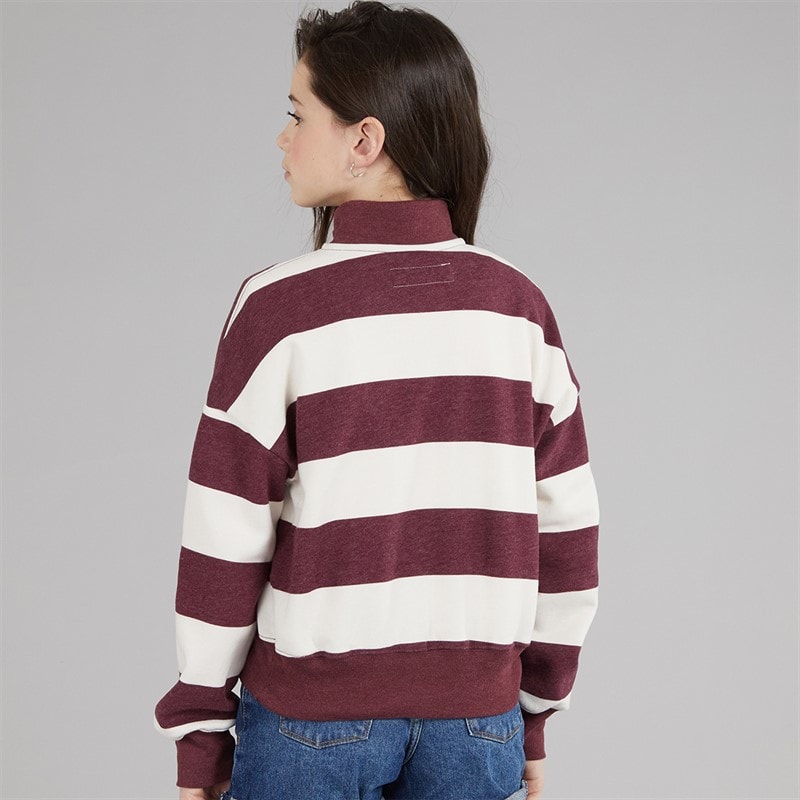 Abercrombie & Fitch Girls Quarter Zip Preppy Sweatshirt Fig - Image 2