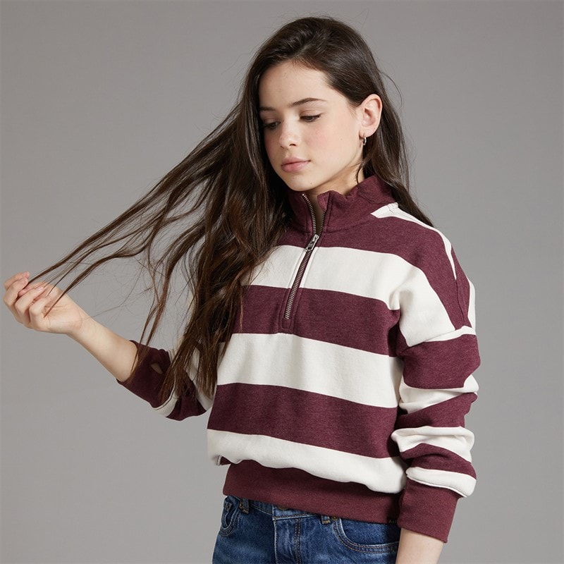 Abercrombie & Fitch Girls Quarter Zip Preppy Sweatshirt Fig - Image 3