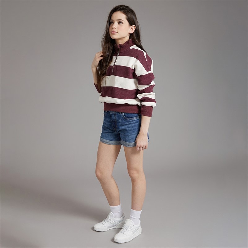 Abercrombie & Fitch Girls Quarter Zip Preppy Sweatshirt Fig - Image 4