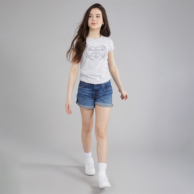 Abercrombie & Fitch Girls Laurel Heart T-Shirt Anf Light Grey Heather - Image 4