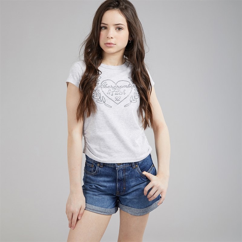 Abercrombie & Fitch Girls Laurel Heart T-Shirt Anf Light Grey Heather - Image 5