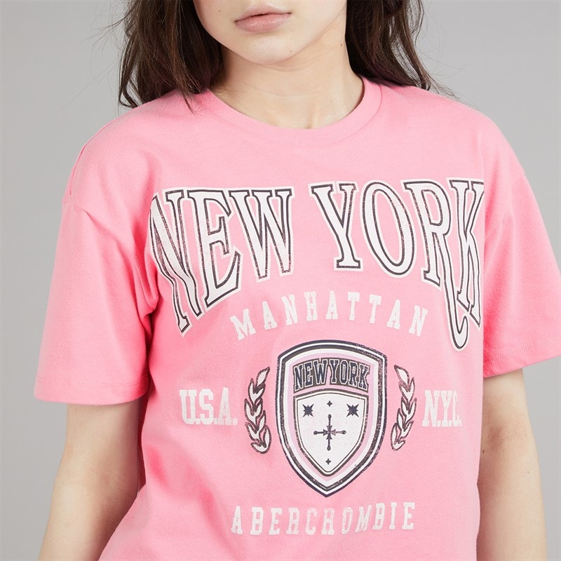 Abercrombie & Fitch Girls New York Crest T-Shirt Begonia Pink - Image 3