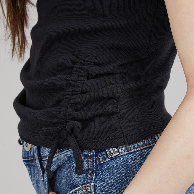 Abercrombie & Fitch Girls Ruched Side Bow T-Shirt Anf Anthracite - Image 3