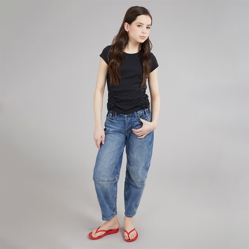 Abercrombie & Fitch Girls Ruched Side Bow T-Shirt Anf Anthracite - Image 4