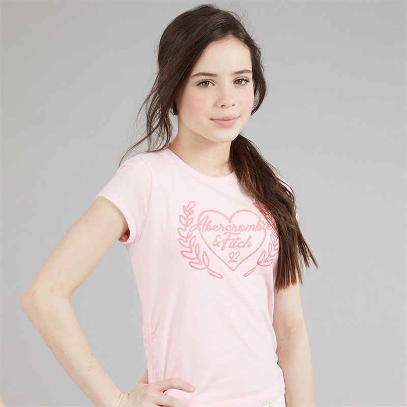 Abercrombie & Fitch Girls Laurel Heart T-Shirt Cradle Pink