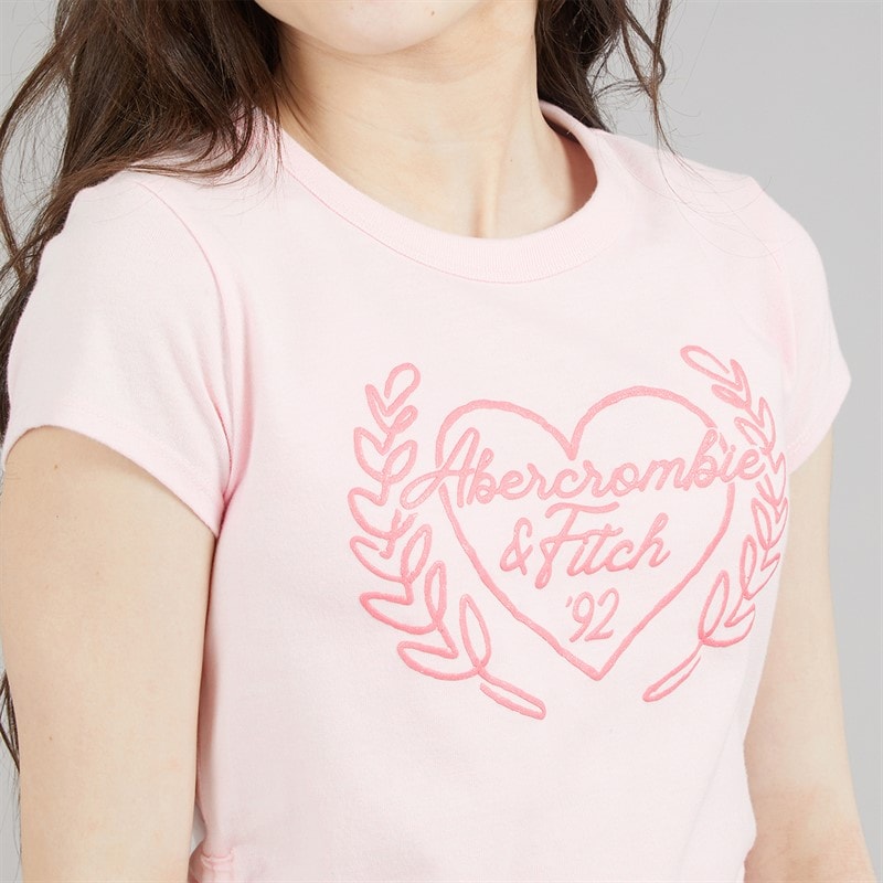Abercrombie & Fitch Girls Laurel Heart T-Shirt Cradle Pink - Image 3