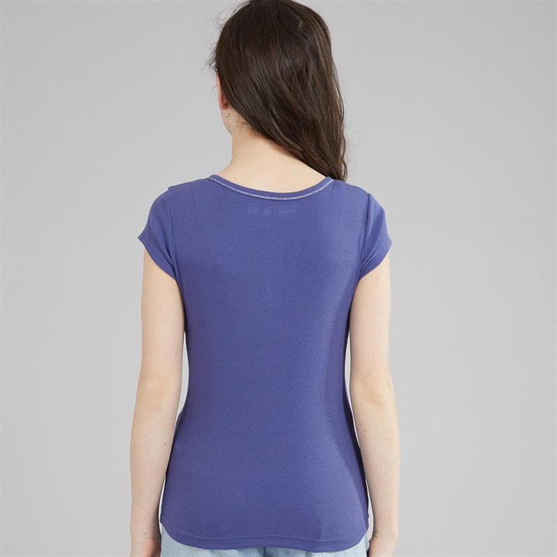 Abercrombie & Fitch Girls Essential Henley T-Shirt Skipper Blue - Image 2