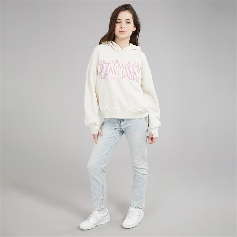 Abercrombie & Fitch Girls New York Hoodie Anf Oatmeal Heather - Image 3