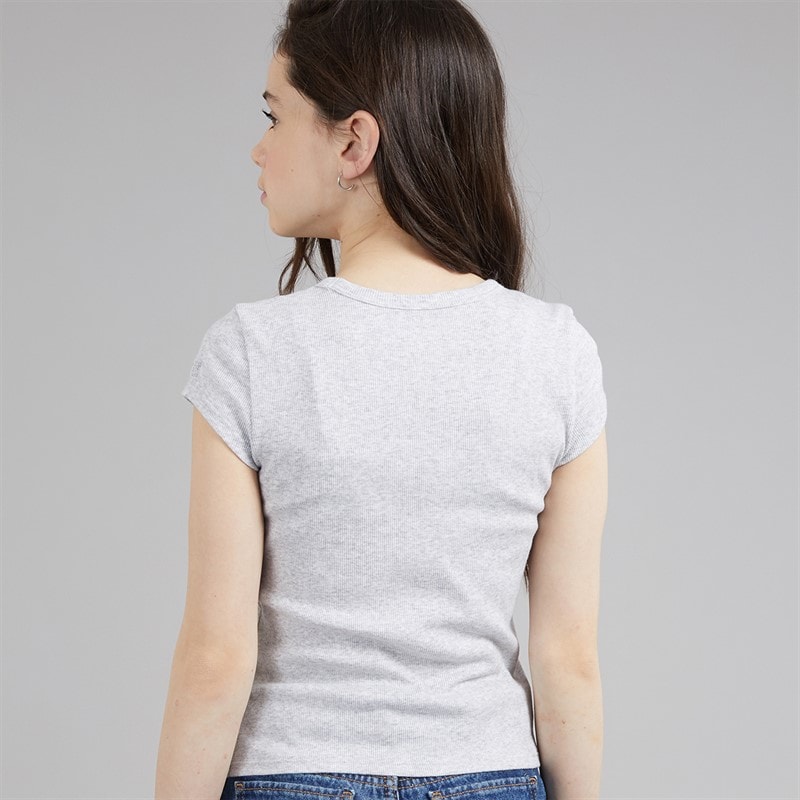 Abercrombie & Fitch Girls Ruched Side Bow T-Shirt Anf Light Grey Heather - Image 2