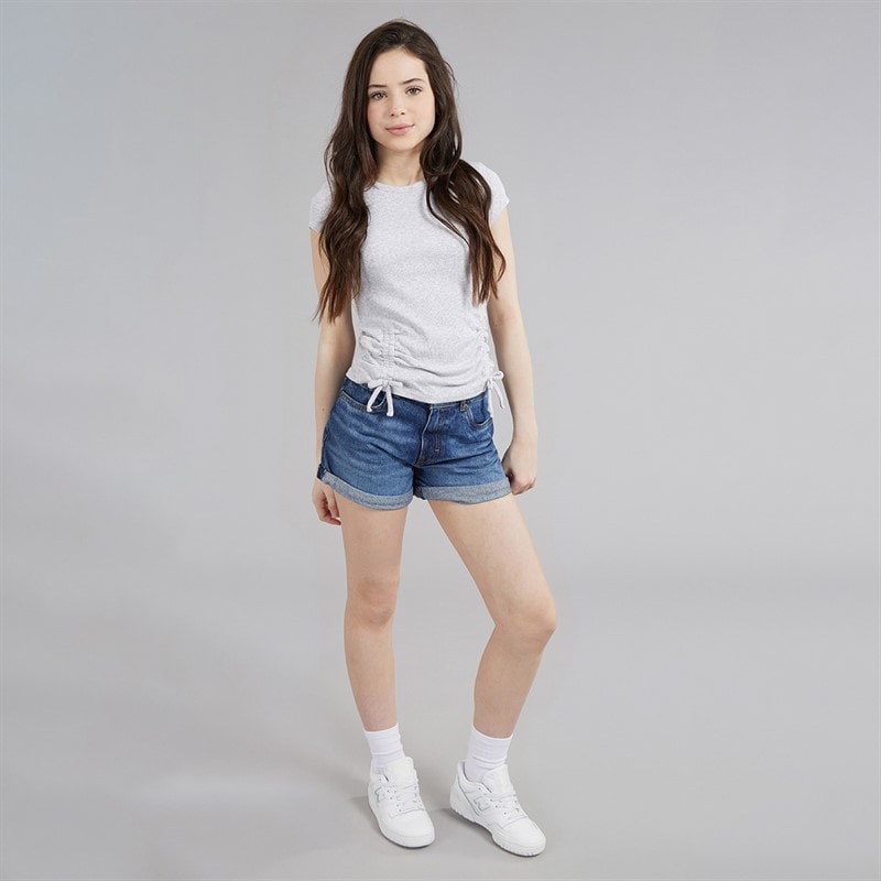 Abercrombie & Fitch Girls Ruched Side Bow T-Shirt Anf Light Grey Heather - Image 4