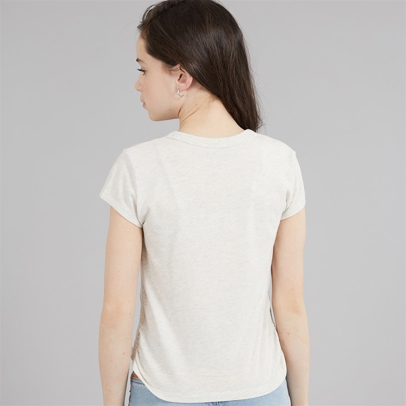 Abercrombie & Fitch Girls Pearl Bow Ruched T-Shirt Anf Oatmeal Heather - Image 2