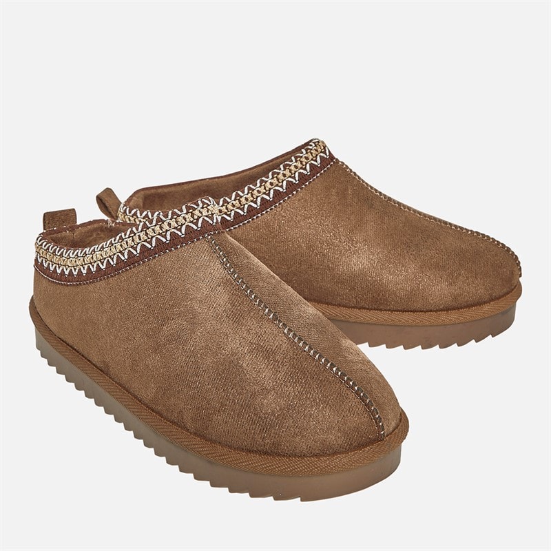 KRUSH Womens Aztec Mule Slippers Khaki - Image 1