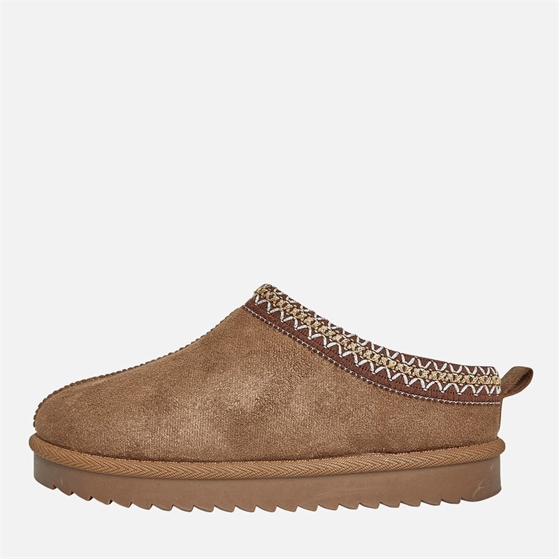 KRUSH Womens Aztec Mule Slippers Khaki - Image 2
