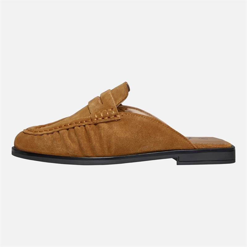 KRUSH Womens Leather Loafer Mules Tan - Image 2