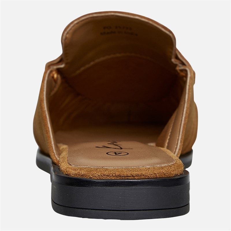 KRUSH Womens Leather Loafer Mules Tan - Image 4