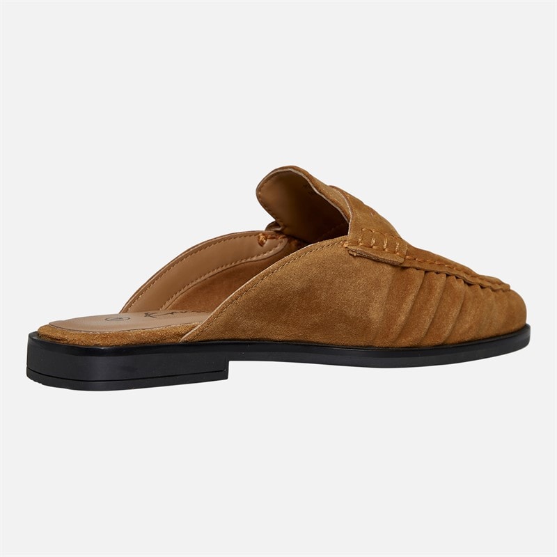 KRUSH Womens Leather Loafer Mules Tan - Image 5