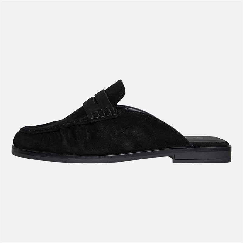 KRUSH Womens Leather Loafer Mules Black - Image 2