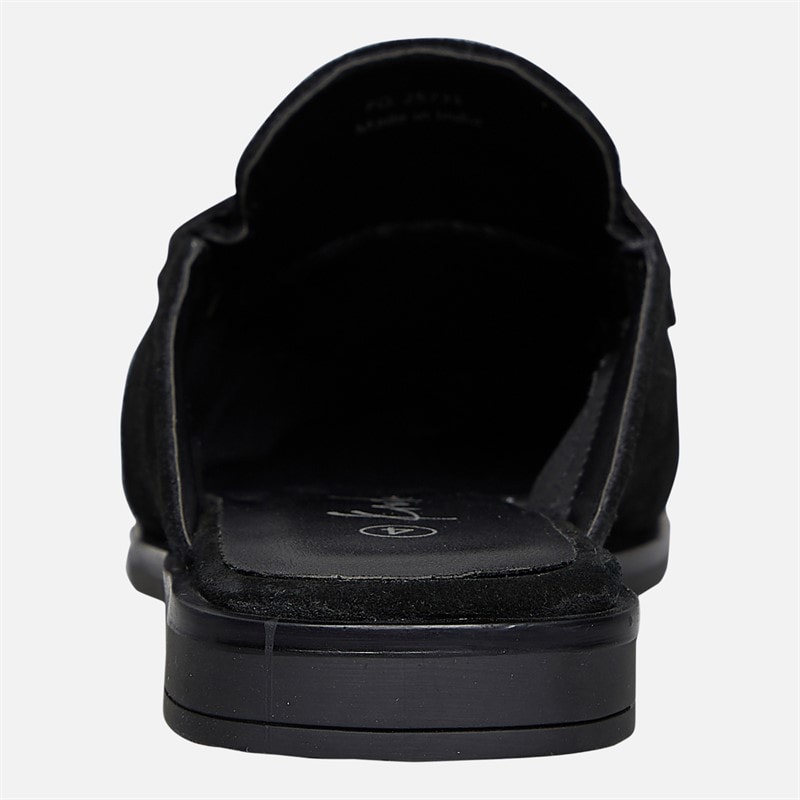 KRUSH Womens Leather Loafer Mules Black - Image 4
